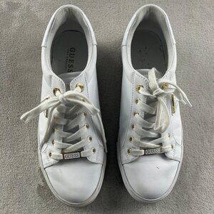 Guess Women Sneakers Lace-up Low Top Casual Shoes Sz 10 White